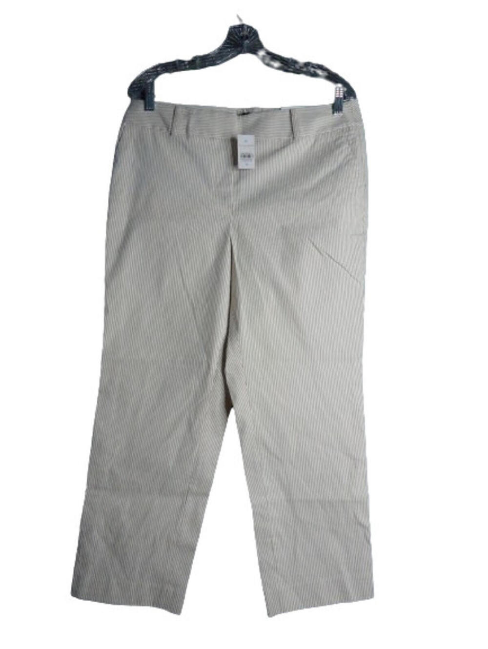 Ann Taylor Factory The Crop Ankle Pants Curvy Fit Brown Stripe Stretch Size 8